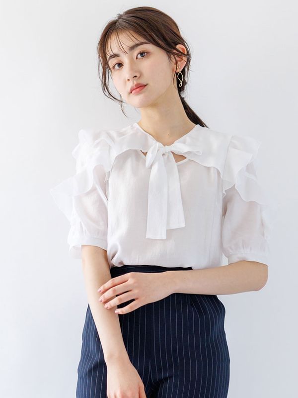 【70%OFF】袖フリル肩ボレロ風ブラウス《大決算SALE》