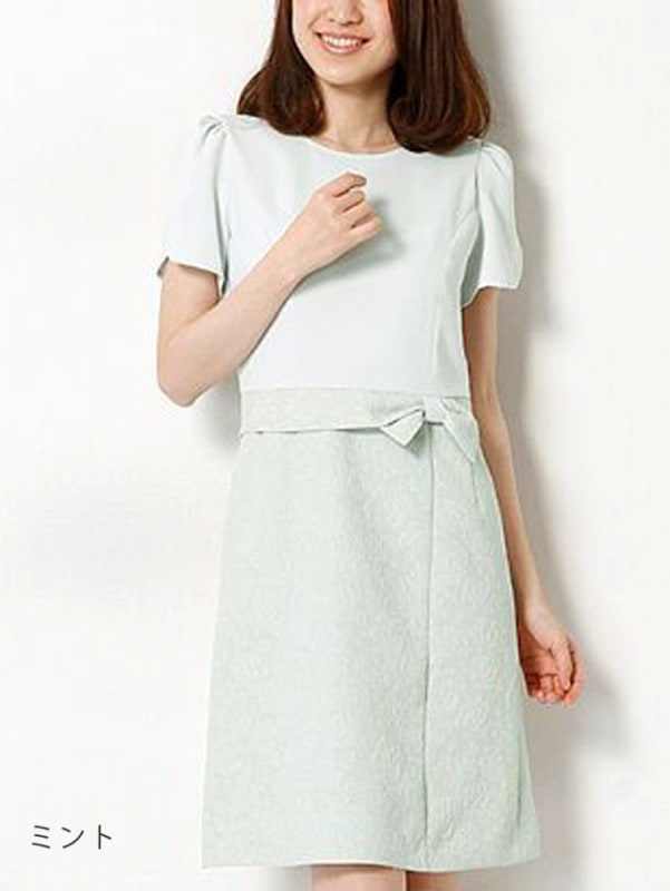 【50%OFF】ジョーゼット×ジャガードドッキングOP