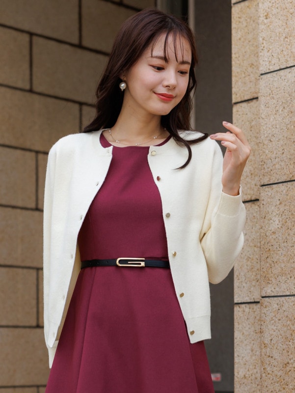 丸首ジャガード編みカーディガン|全ての商品