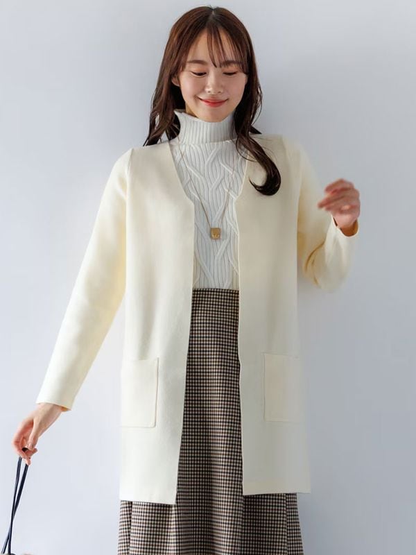 【秋冬50%OFF】ジャガードVネック ロングハオリ