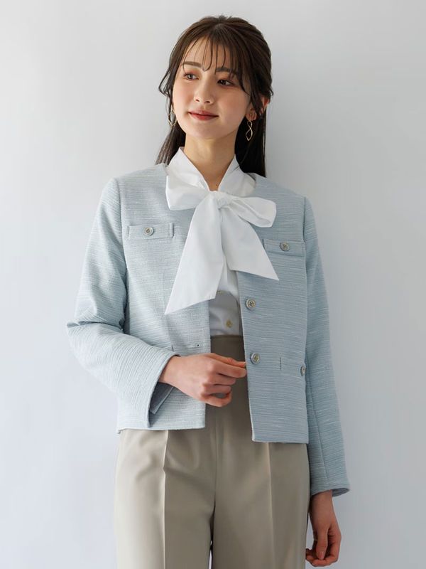 【FINAL OUTLET】ファンシーツイードノーカラージャケット
