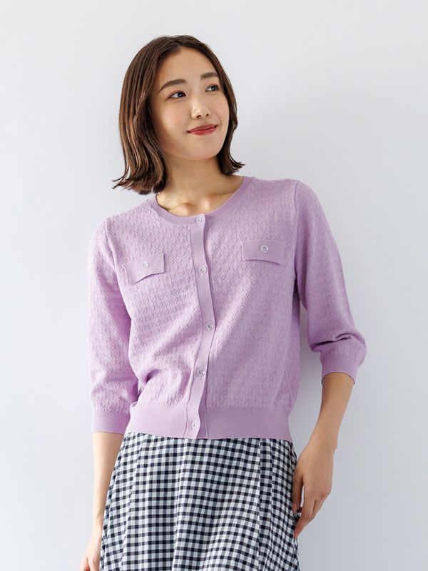 柄編みジャケット風カーディガン