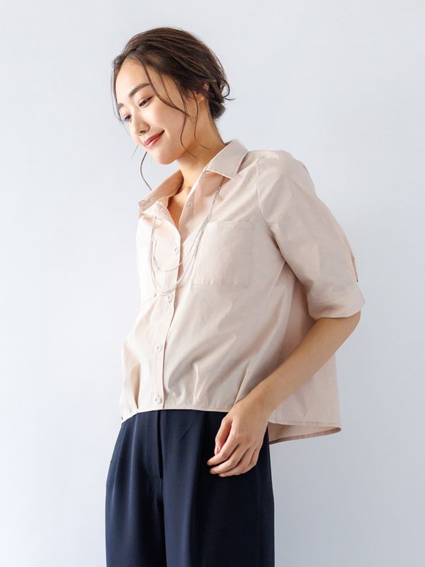 タイプライターバイオ裾タックシャツ