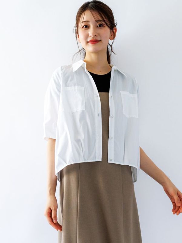 ｺｯﾄﾝｼﾙｸﾛｰﾝ 裾タックシャツ