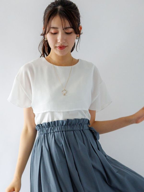【50%OFF】布帛重ねカットソー