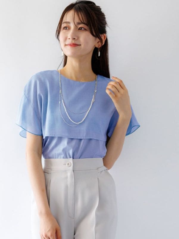 【50%OFF】布帛重ねカットソー