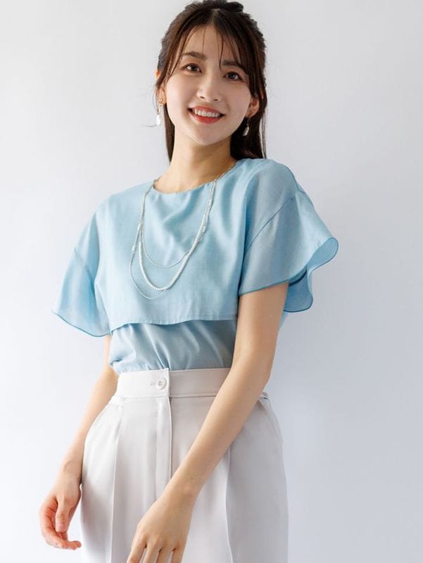 【50%OFF】布帛重ねカットソー