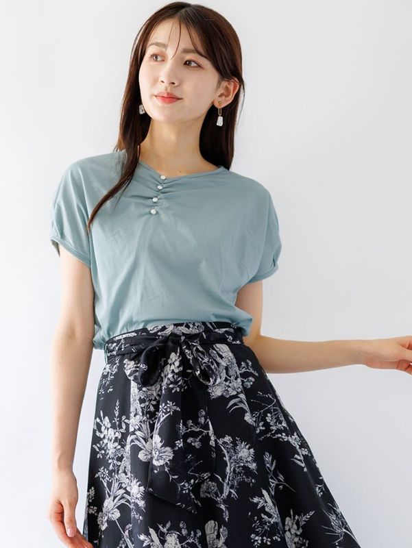 【50%OFF】前ギャザードルマンカットソー