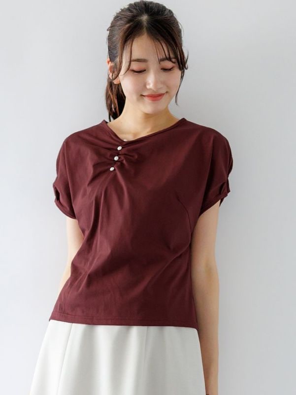 【50%OFF】前ギャザードルマンカットソー