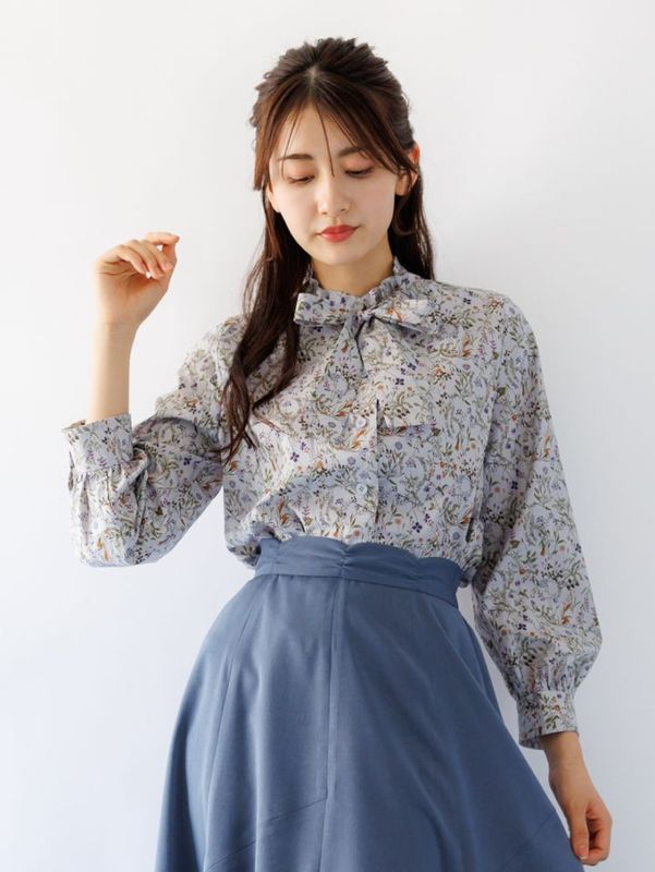 カールパークレーン・ブラウス 春SALE】綿プリントボウタイブラウス｜KarLParkLane Style ONLINE SHOP