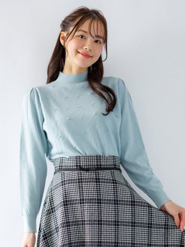 パール付アーガイル柄ハイネックニット｜KarLParkLane Style ONLINE SHOP