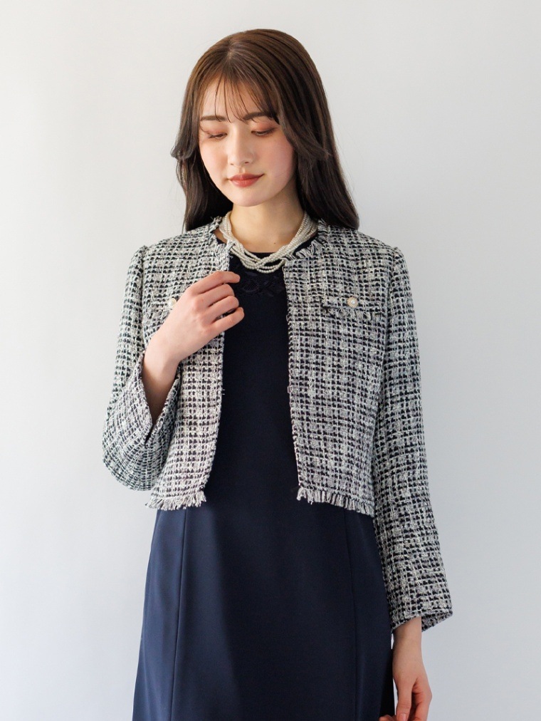 春SALE】ファニーツイードフリンジノーカラージャケット＜女子アナ