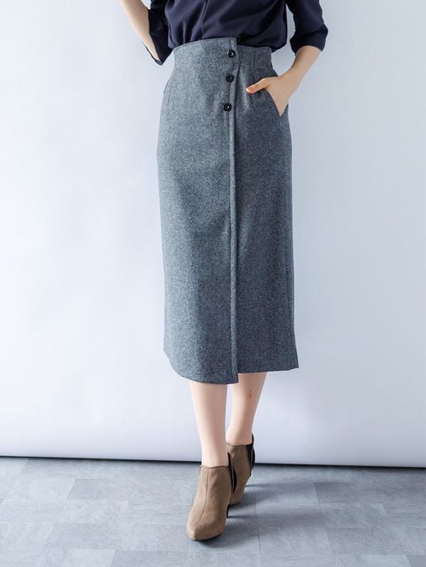 ストレッチツイードAラインスカート＜秋コーデ＞