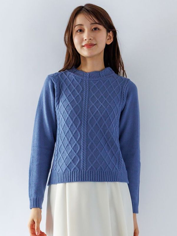 【30%OFF】ローゲージ ケーブル編みニット