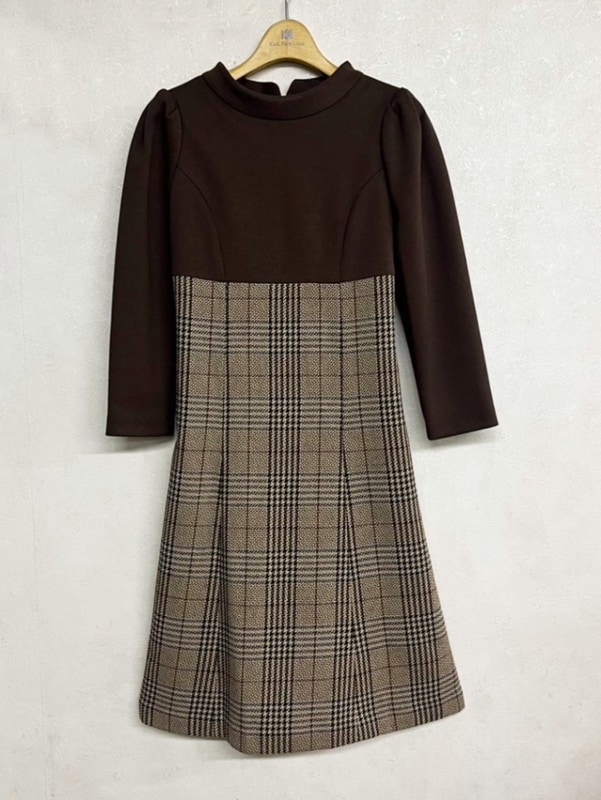 ｸﾞﾚﾝﾁｪｯｸﾄﾞｯｷﾝｸﾞﾜﾝﾋﾟｰｽ＜秋冬物アウトレット＞