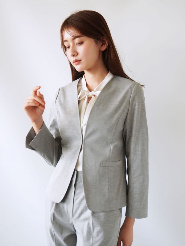 【夏SALE】リリーワルツリネン キーネックジャケ