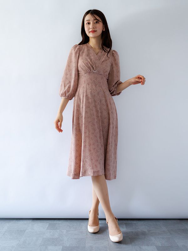3000円】花柄プリントカシュクールワンピース［キレイめ