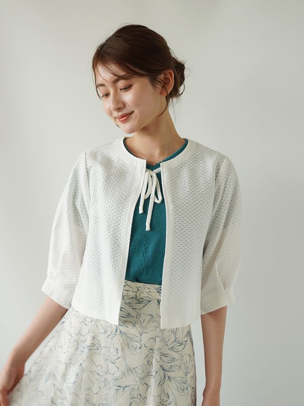 【30％OFF】ｼｰｽﾙｰﾎﾞｰﾀﾞｰ ハオリブラウス