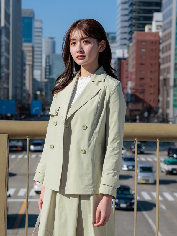 【訳あり】グレイスメモリータフタベルト付ショートコート(517502/ブルー/5号)|【WEB限定】訳ありセール