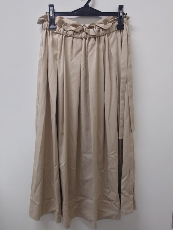 【訳あり】ウエストゴムリボン付タックスカート(507551A/ベージュ/M)|【WEB限定】訳ありセール