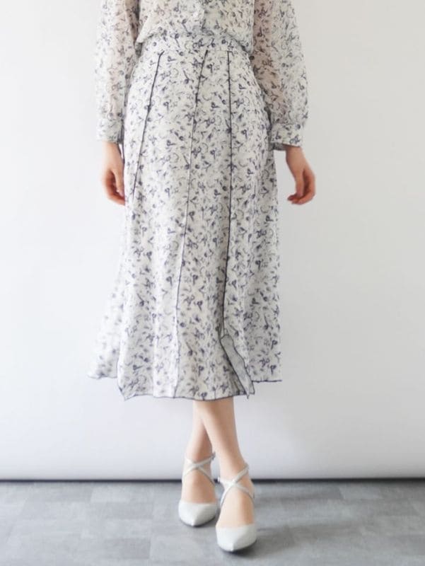 【訳あり】プリントメローハギフレアースカート(607516/ブルー/5号)|【WEB限定】訳ありセール