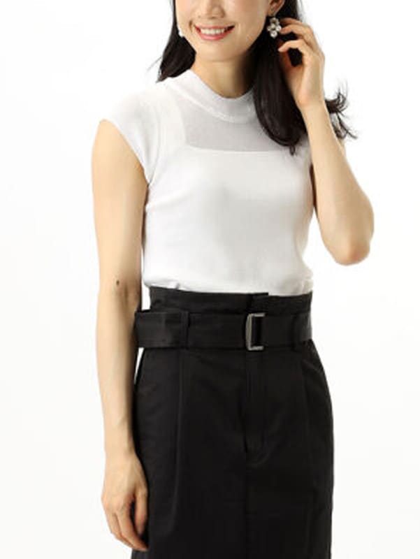 【訳あり】胸元スカシ ノースリーブニット(313833/ホワイト/フリーサイズ)|【WEB限定】訳ありセール