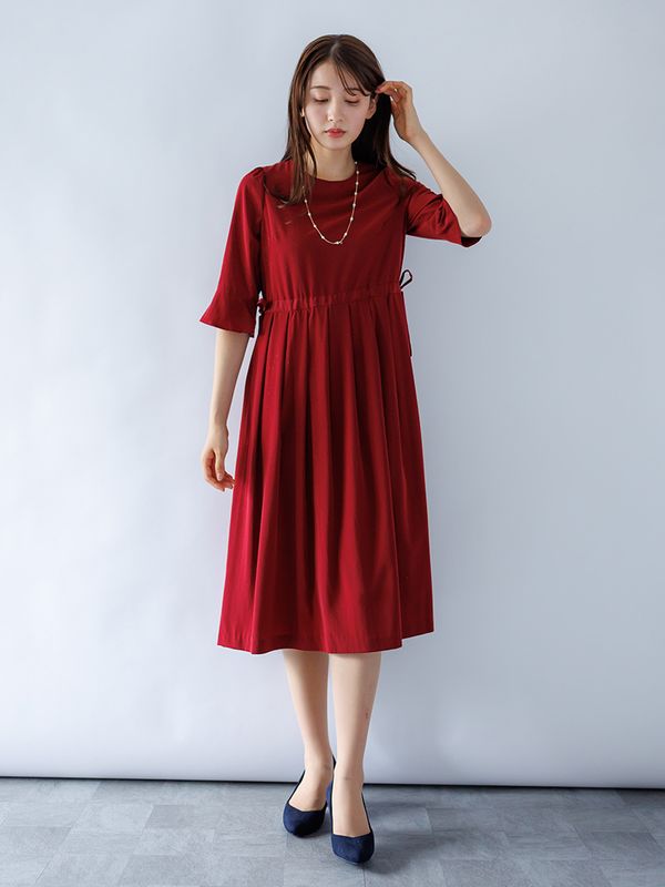 デシンドローストリングワンピース＜秋コーデ＞