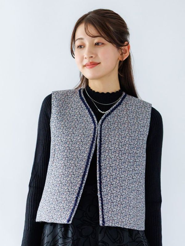 プリント ブレード付ジレ＜秋コーデ＞