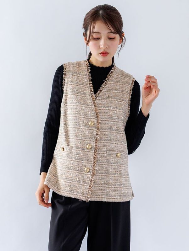 【30%OFF】ツィード フリンジジレ