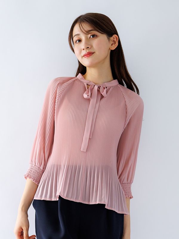 ジョーゼット プリーツブラウス＜秋コーデ＞