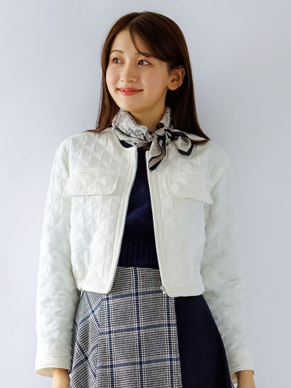 【10日まで15%OFF】キルト　ノーカラーブルゾン＜秋コーデ＞