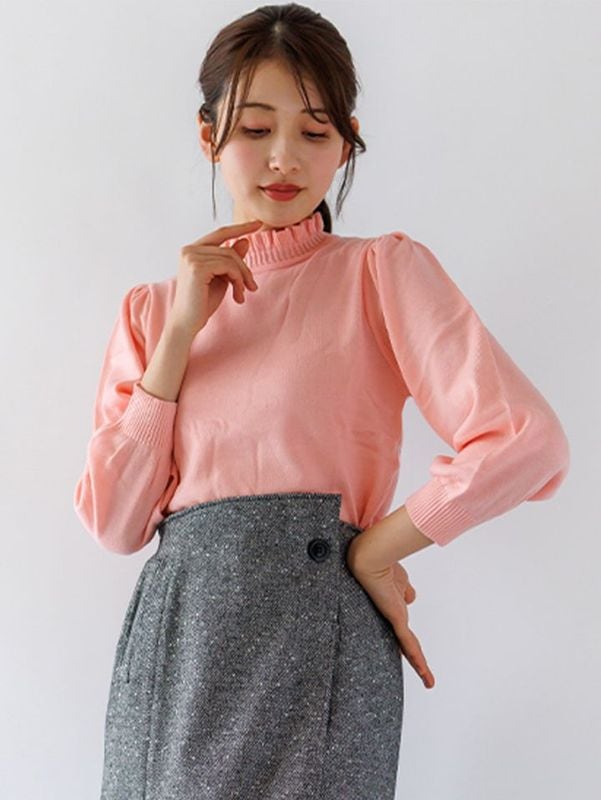 立衿後リボンビッグスリーブニット＜アウトレット均一価格＞