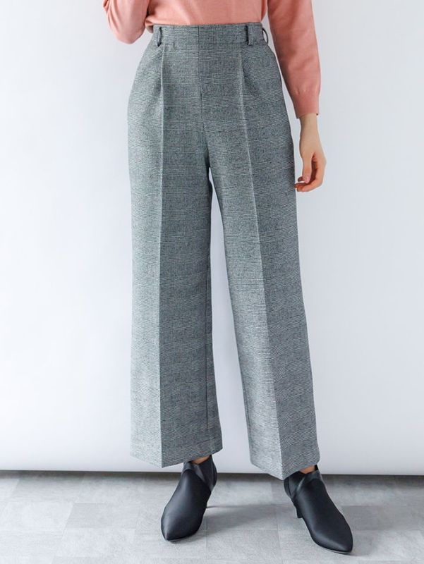 【30％OFF】両面起毛格子太身パンツ