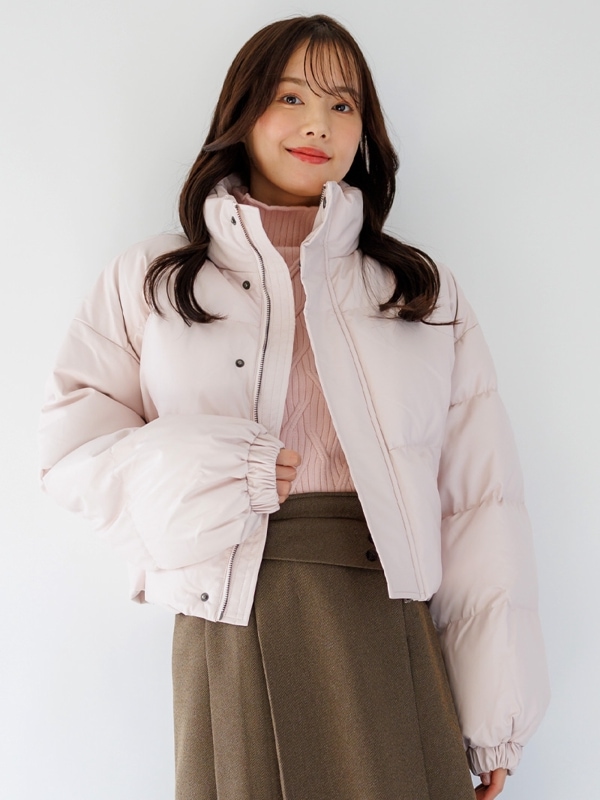 【訳あり】合皮中綿ウェルロン立衿ブルゾン(617307/ホワイト/フリーサイズ)