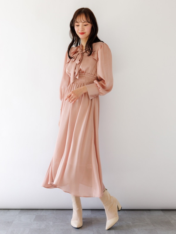 【訳あり】フロントあき楊柳タイ付ワンピース(316800/ピンク/7号)