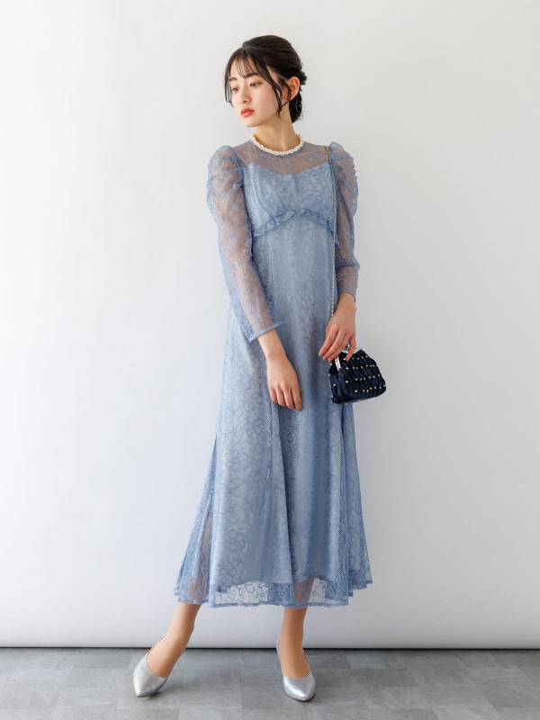 【訳あり】総レースハイウエストマチ付ワンピース(316502D/ダークグリーン/9号)