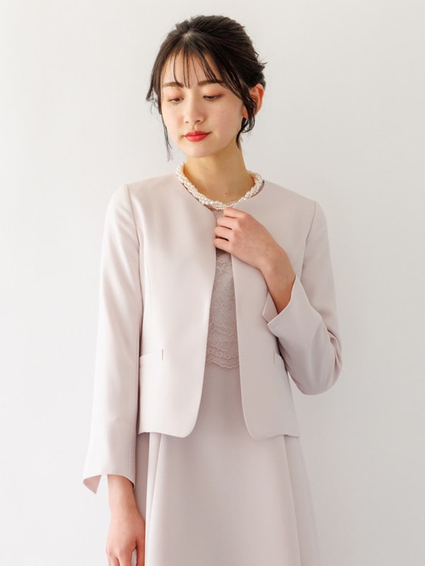 【訳あり】ノーベルサテンGZキーネックジャケット(317005/ベージュ/７号)