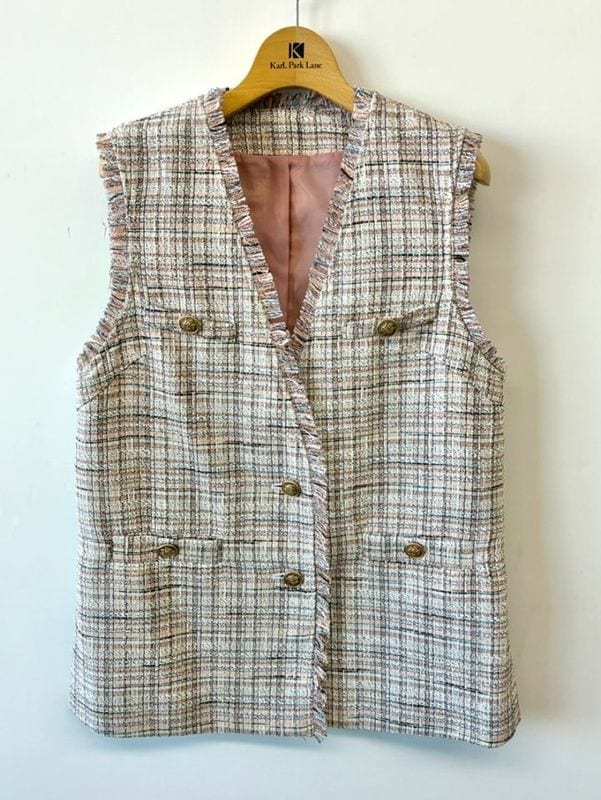 【訳あり】ツイードフリンジジレ(317311A/ピンク/11号)