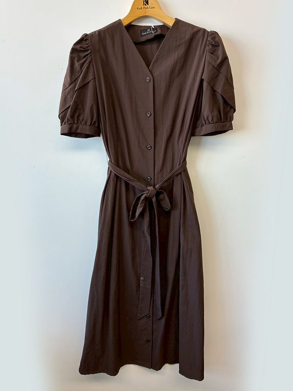 【訳あり】Ｖあきシャツワンピース(316823/ブラウン/9号)