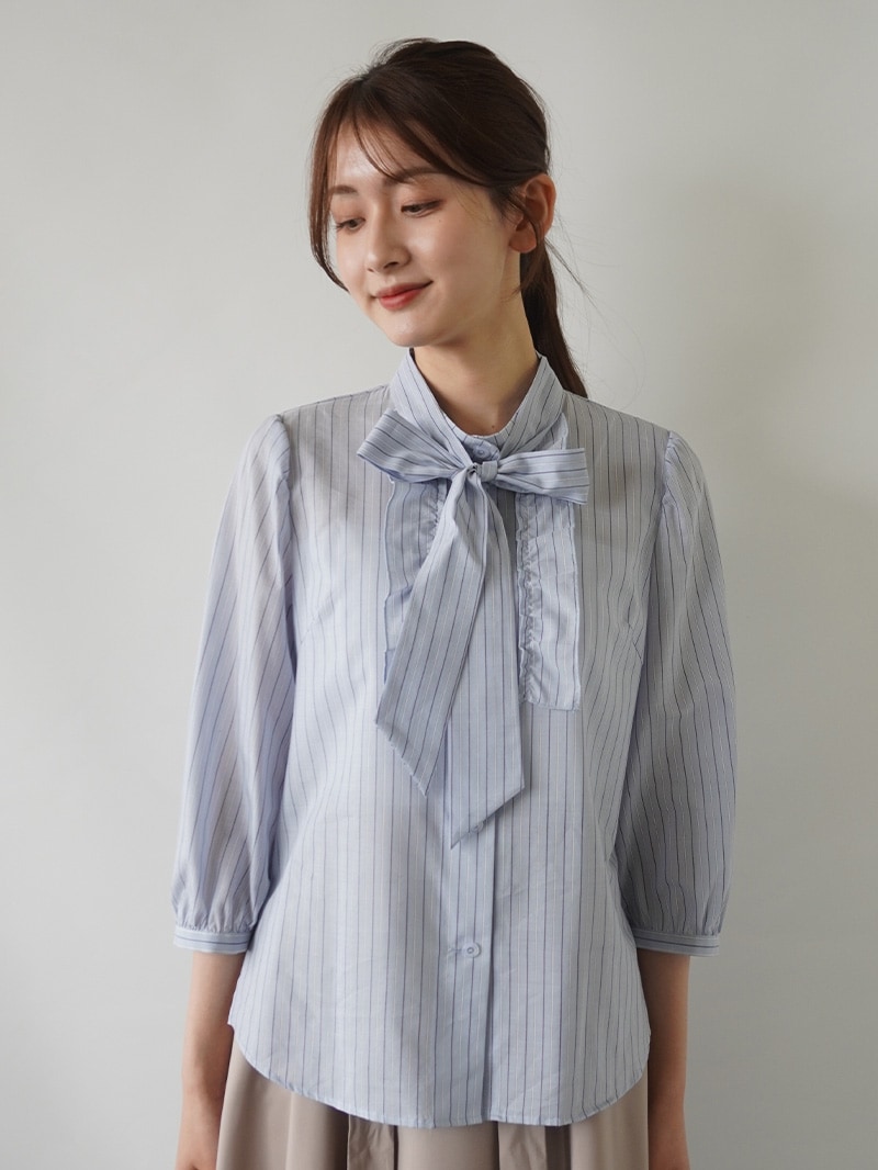 ストライプリボン付シャツブラウス｜KarLParkLane Style ONLINE SHOP