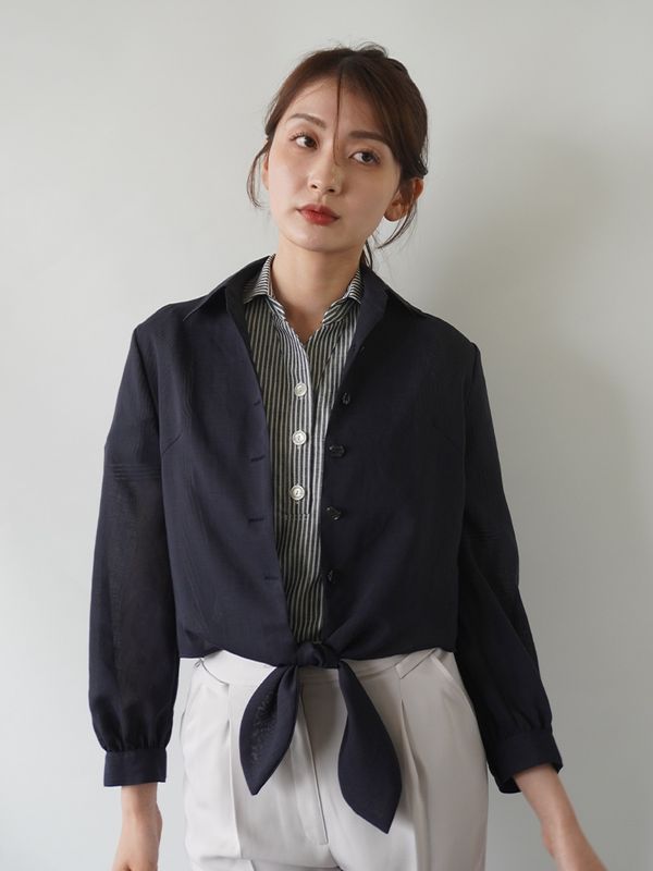 リネン風ボイルしばりブラウス