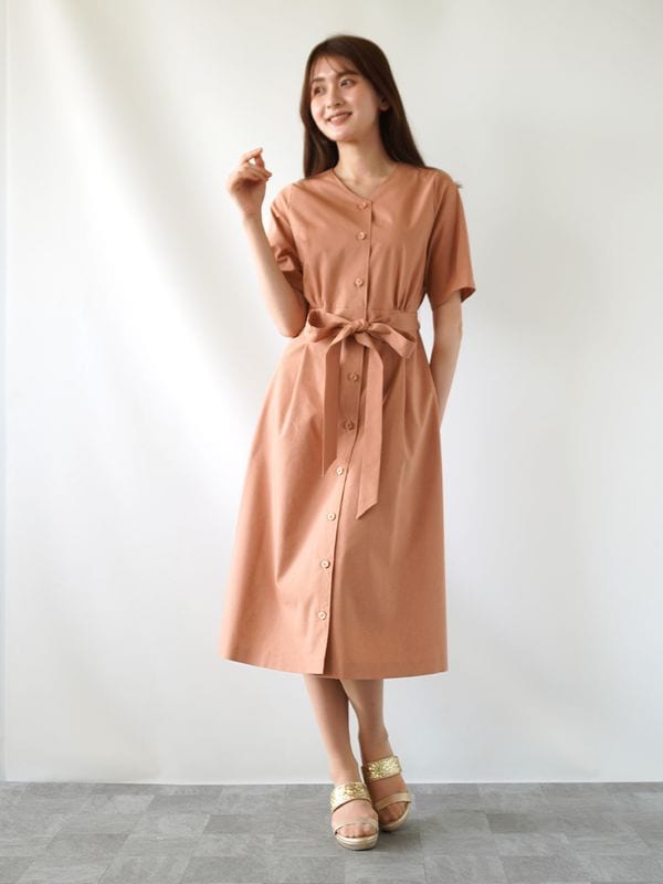 【30％OFF】リネンタイプライターシャツワンピース