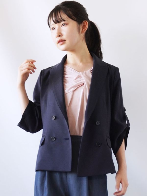 麻調合繊ハーフスリーブジャケット