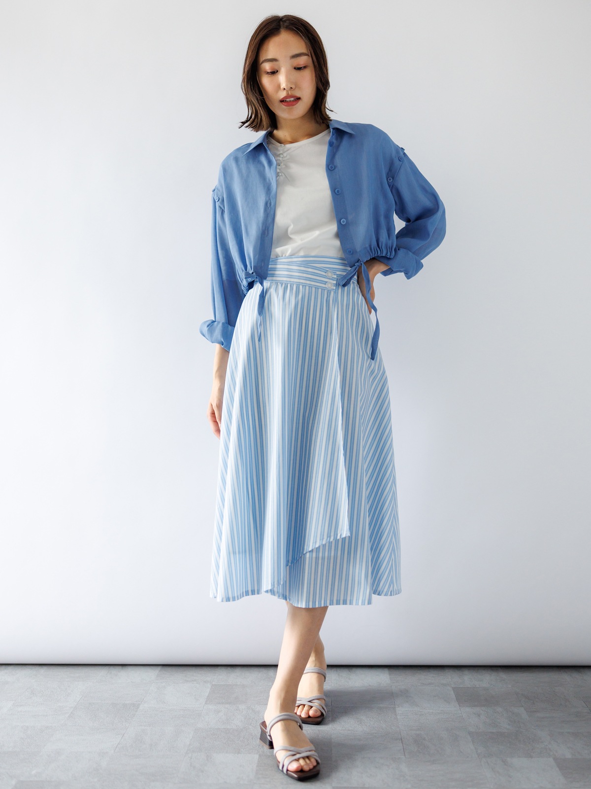 50%OFF】ストライプ巻風フレアースカート｜KarLParkLane Style