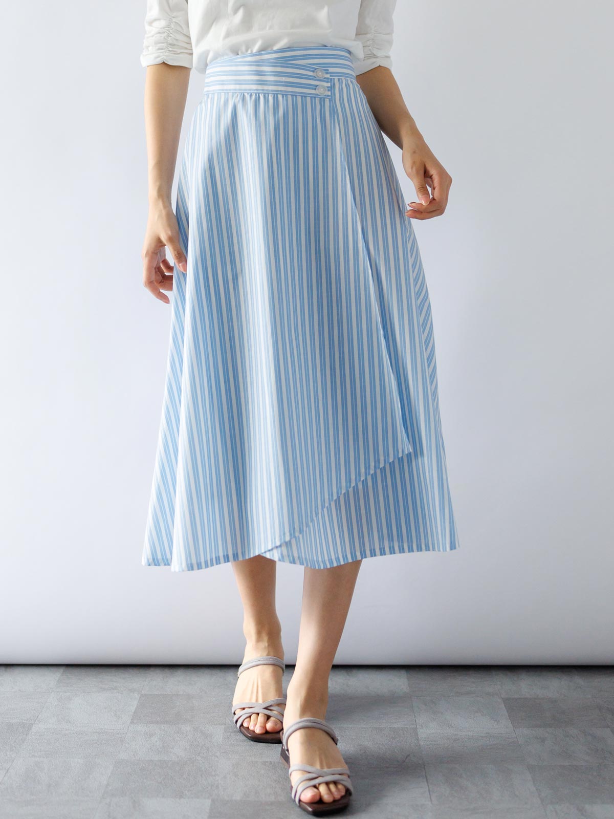 ストライプ巻風フレアースカート