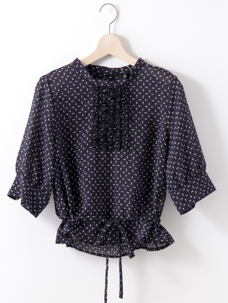 【OUTLET 2500円】ｻｯｶｰ水玉ﾌﾘﾙﾄﾞﾛｰｽﾄﾘﾝｸﾞﾌﾞﾗｳｽ<10本以下>