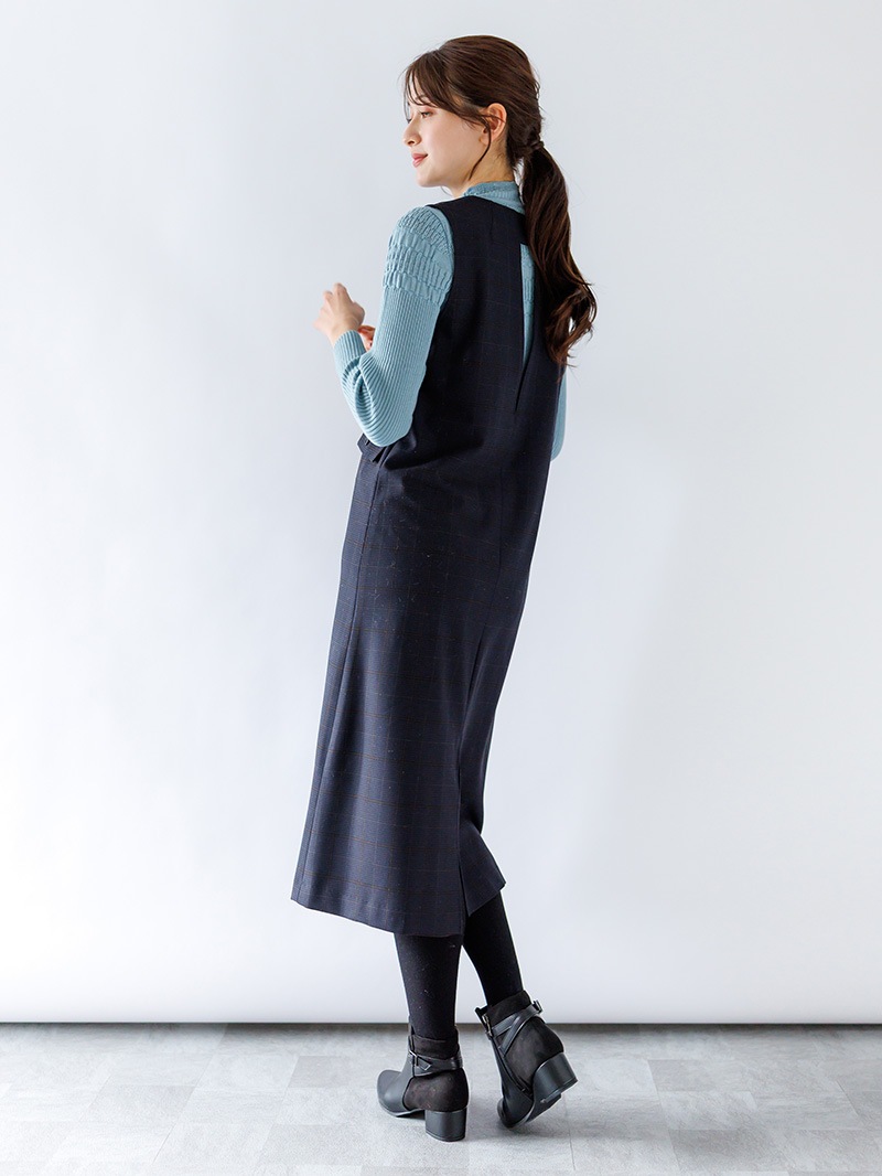 チェック深Ｖあきジャンスカ