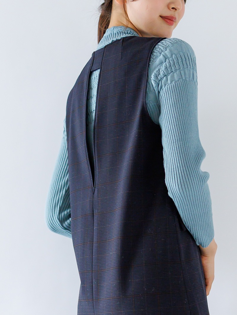 チェック深Ｖあきジャンスカ