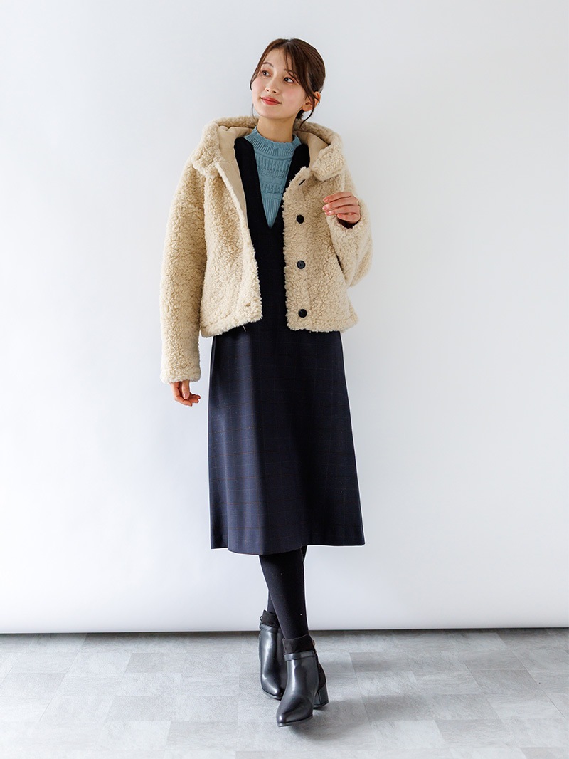 チェック深Ｖあきジャンスカ