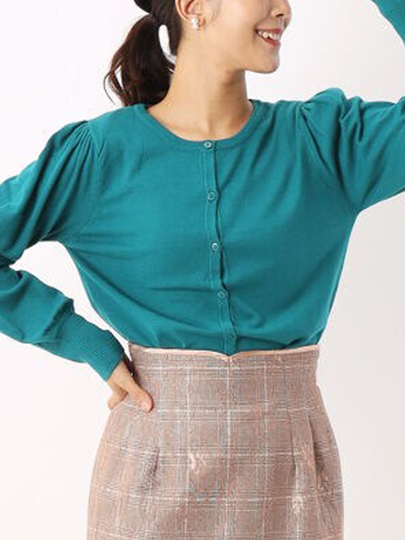 【60％OFF】袖ギャザーカーデ